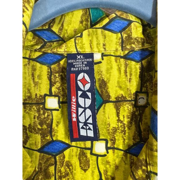 Willie Esco Gold Blue Turquoise Short‎ Sleeve Button Up Printed Shirt Size XL - Picture 4 of 5